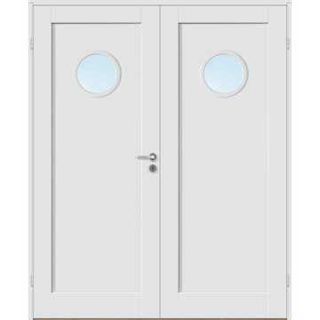 Tofløyet Dør Bygg1 Stil 1 R1 Hvit Glass