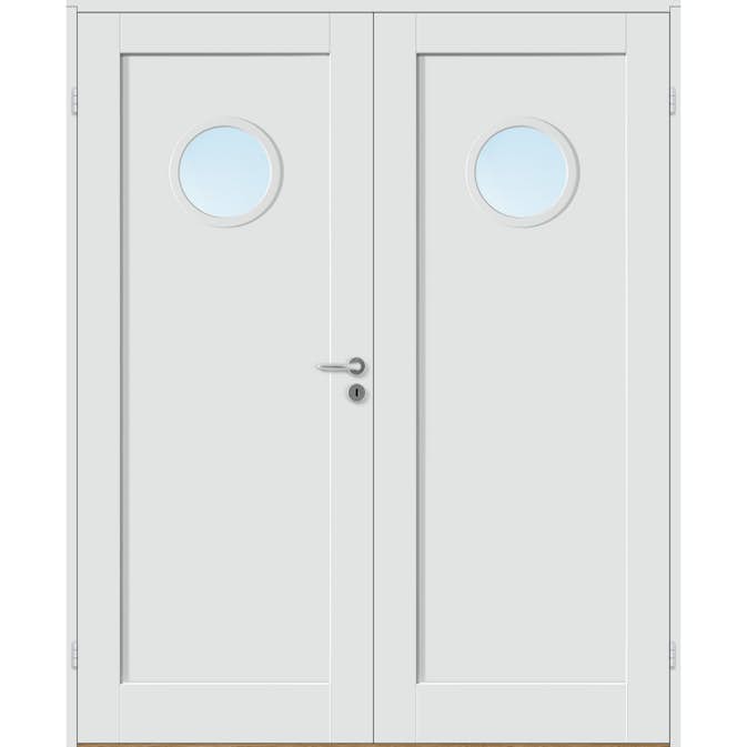 Tofløyet Dør Bygg1 Stil 1 R1 Hvit Glass