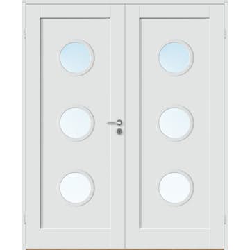 Tofløyet Dør Bygg1 Stil 1 R3 Hvit Glass