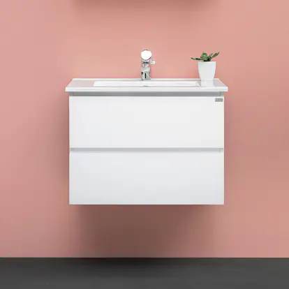 Tvättställsskåp 4AQUA Slim Med 2 Lådor & Grepplist