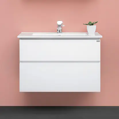 Tvättställsskåp 4AQUA Slim Med 2 Lådor & Grepplist