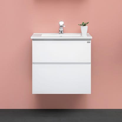 Tvättställsskåp 4AQUA Slim H Med 2 Lådor & Grepplist