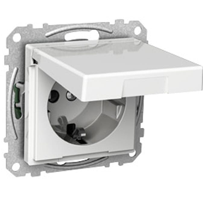 Stikkontakt Schneider Electric Exxact 1-Veis Med Lock