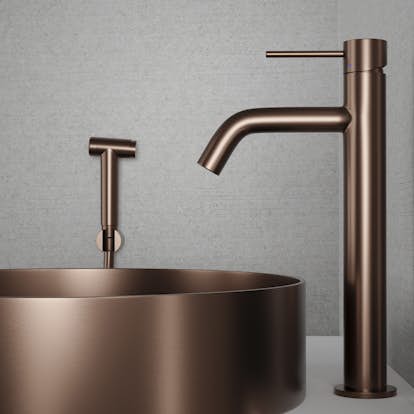 Tvättställsblandare Scandtap Steel Voyage High med Sidodusch