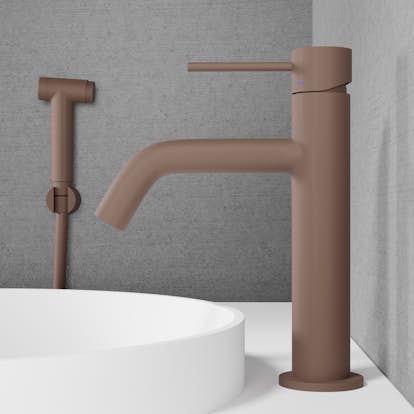 Tvättställsblandare Scandtap Steel Voyage Medium med Sidodusch