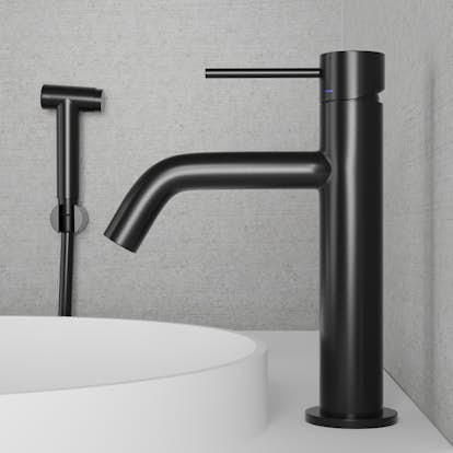 Tvättställsblandare Scandtap Steel Voyage Medium med Sidodusch