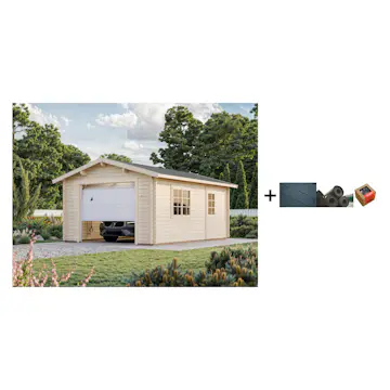 Garasjebod Palmako Roger 19 m2 med Leddport med Shingel, Papp og Spiker