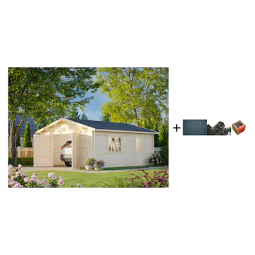 Garasjebod Palmako Roger 23,9 m2 med Dobbel Treport med Shingel, Papp og Spiker