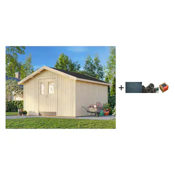 Redskapsbod Palmako Lucas 12,3 m2 med Shingel, Papp og Spiker