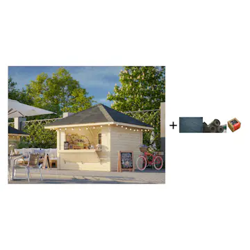 Kiosk Palmako Bianca 8,3 m2 Sett 104 med Shingel, Papp og Spiker