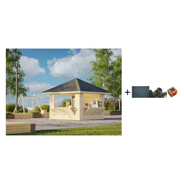 Kiosk Palmako Bianca 8,3 m2 Sett 106 med Shingel, Papp og Spiker