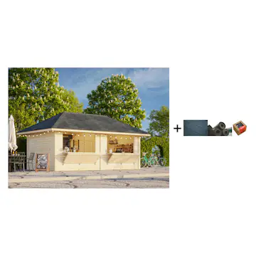 Kiosk Palmako Bianca 16,6 m2 Sett 111 med Shingel, Papp og Spiker