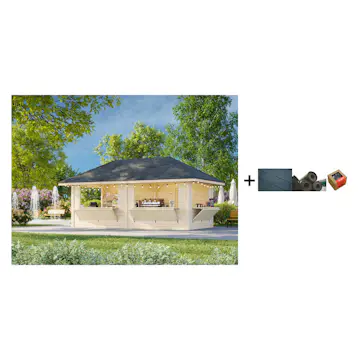 Kiosk Palmako Bianca 16,6 m2 Sett 112 med Shingel, Papp og Spiker