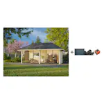 Hagestue Palmako Bianca 16,6 m2 Sett 202 Slide med Shingel, Papp og Spiker