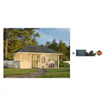 Hagestue Palmako Bianca 16,6 m2 Sett 208 Slide med Shingel, Papp og Spiker