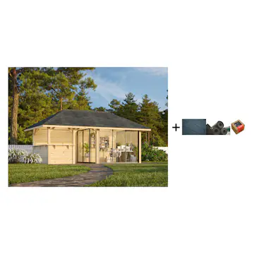 Hagestue Palmako Bianca 16,6 m2 Sett 208 Slide med Shingel, Papp og Spiker