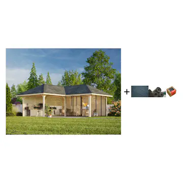 Hagestue Palmako Bianca 24,9 m2 Sett 211 Slide med Shingel, Papp og Spiker