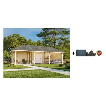 Hagestue Palmako Bianca 24,9 m2 Sett 217 Slide med Shingel, Papp og Spiker