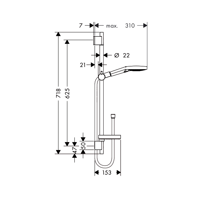 Duschset Hansgrohe Raindance Select S 120 3jet 65 cm Vit/Kro Hvit/Krom Uten EcoSmart