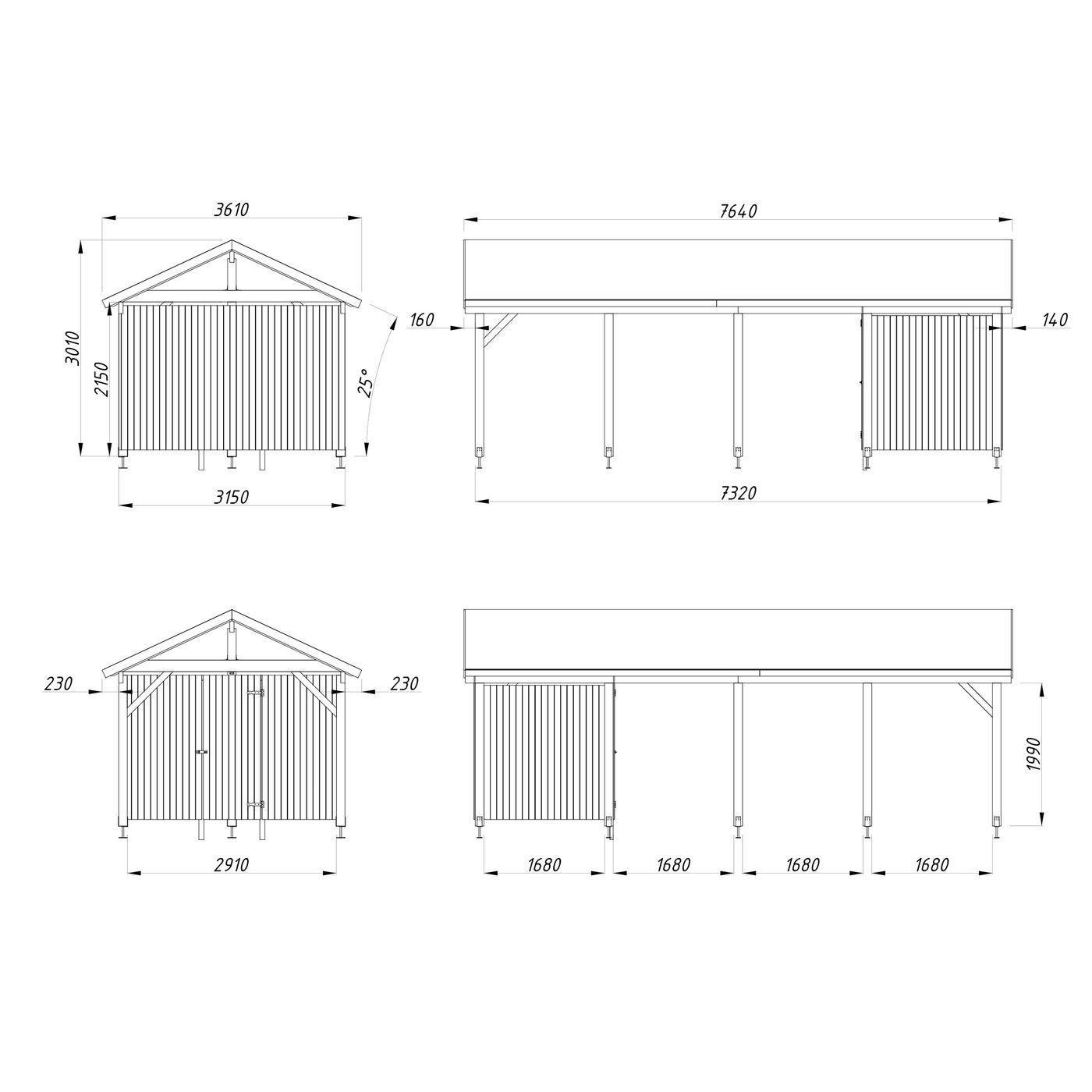 Carport Palmako Robert 23,1 m2 med Bod