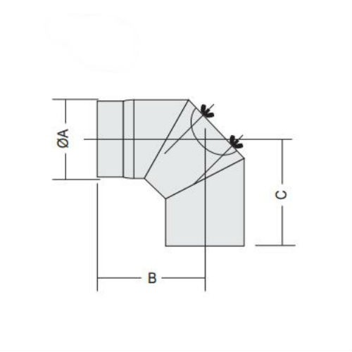 Rørbøyning Kaminexperten 90 Bøyd 150