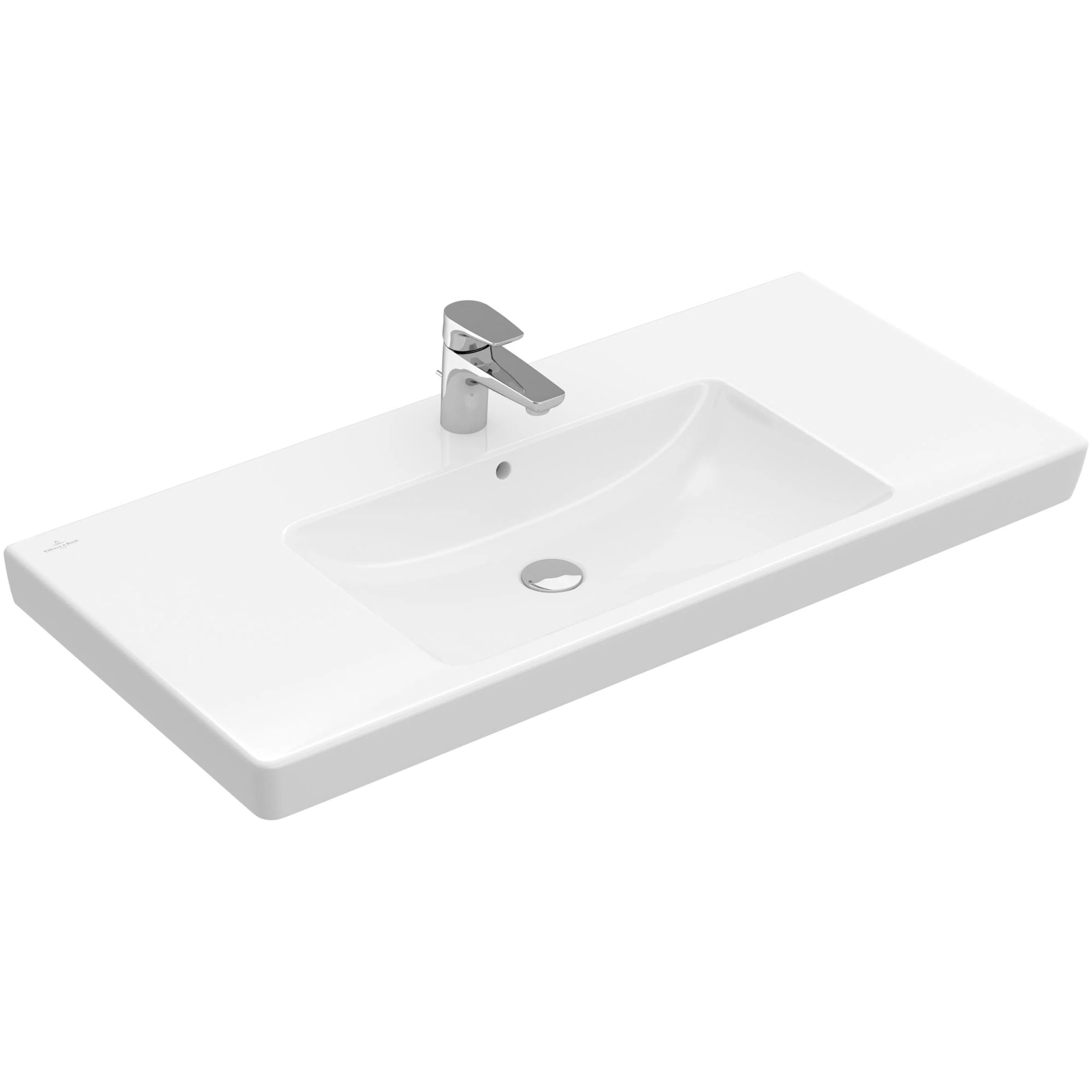 Tvättställ villeroy & Boch Subway 2.0 71751GR1 Vit Alpin CeramicPlus, Med Bräddavlopp, 1000 mm, Med Blandarhål, för Trehålsblandare, Undersida: Polerad
