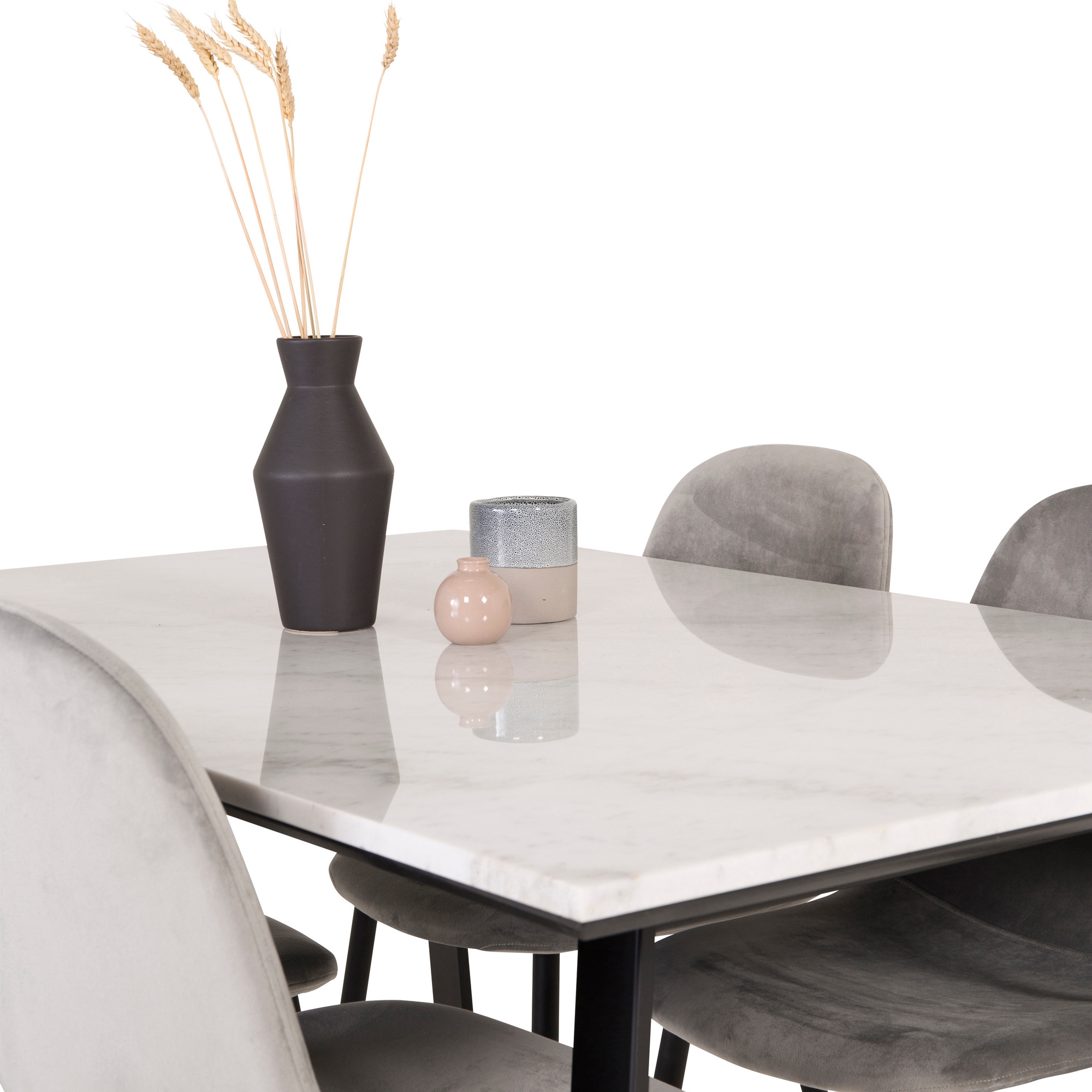 Spisegruppe Venture Home Estelle 140 med 4 Pobbie Stoler Fløyel