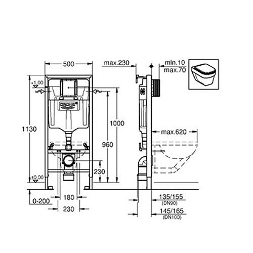 WC-fixtur Grohe Rapid SL 113 cm