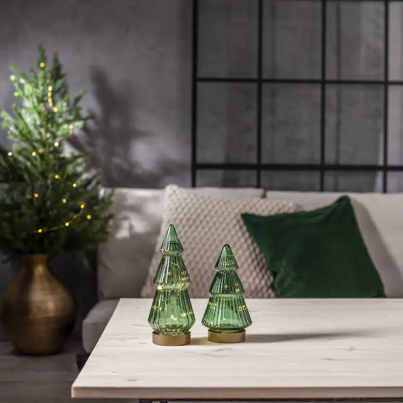 Glassdekorasjon Star Trading Verde Gran med Belysning