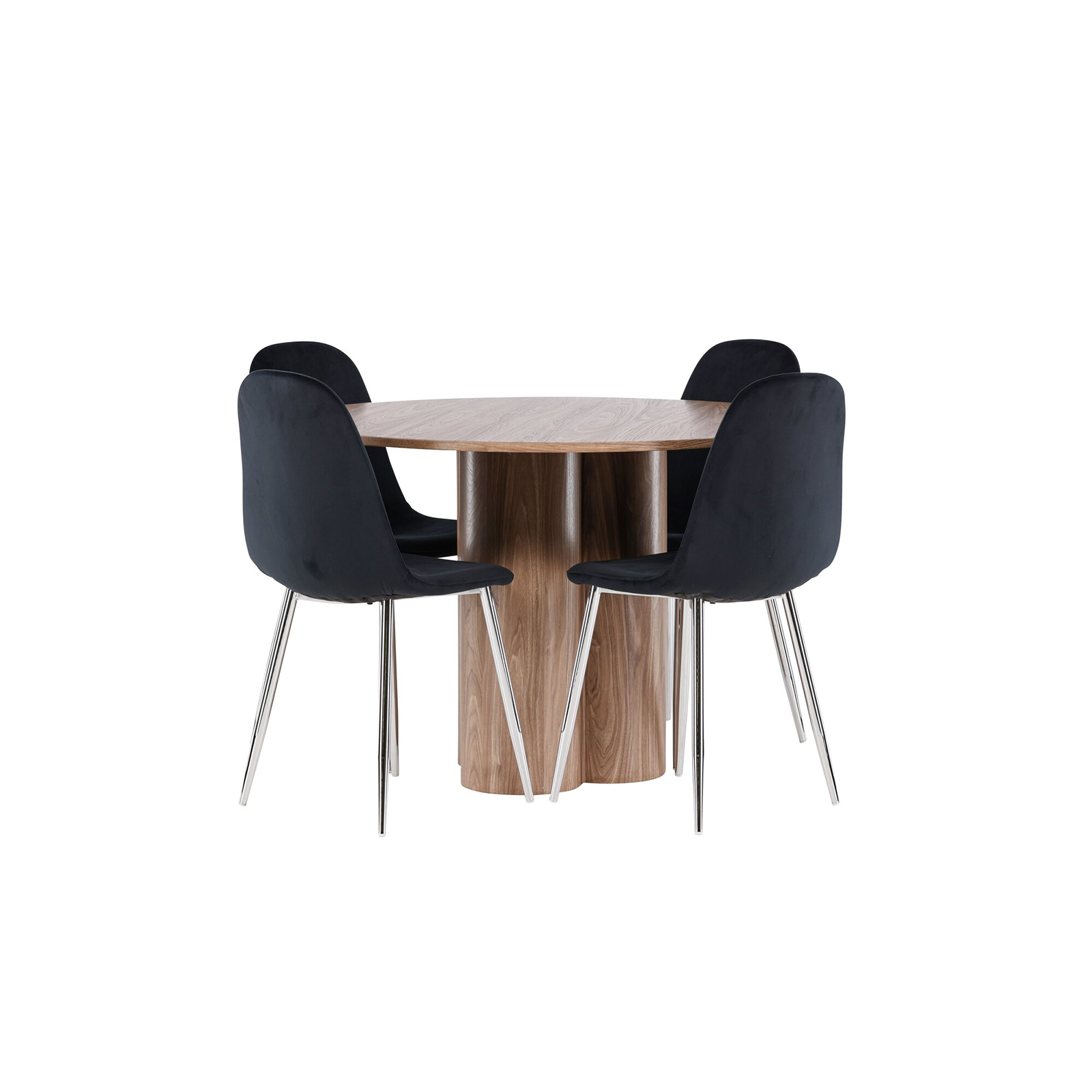 Spisegruppe Venture Home Olivia Ø110 med 4 stk Polar Stoler Fløyel