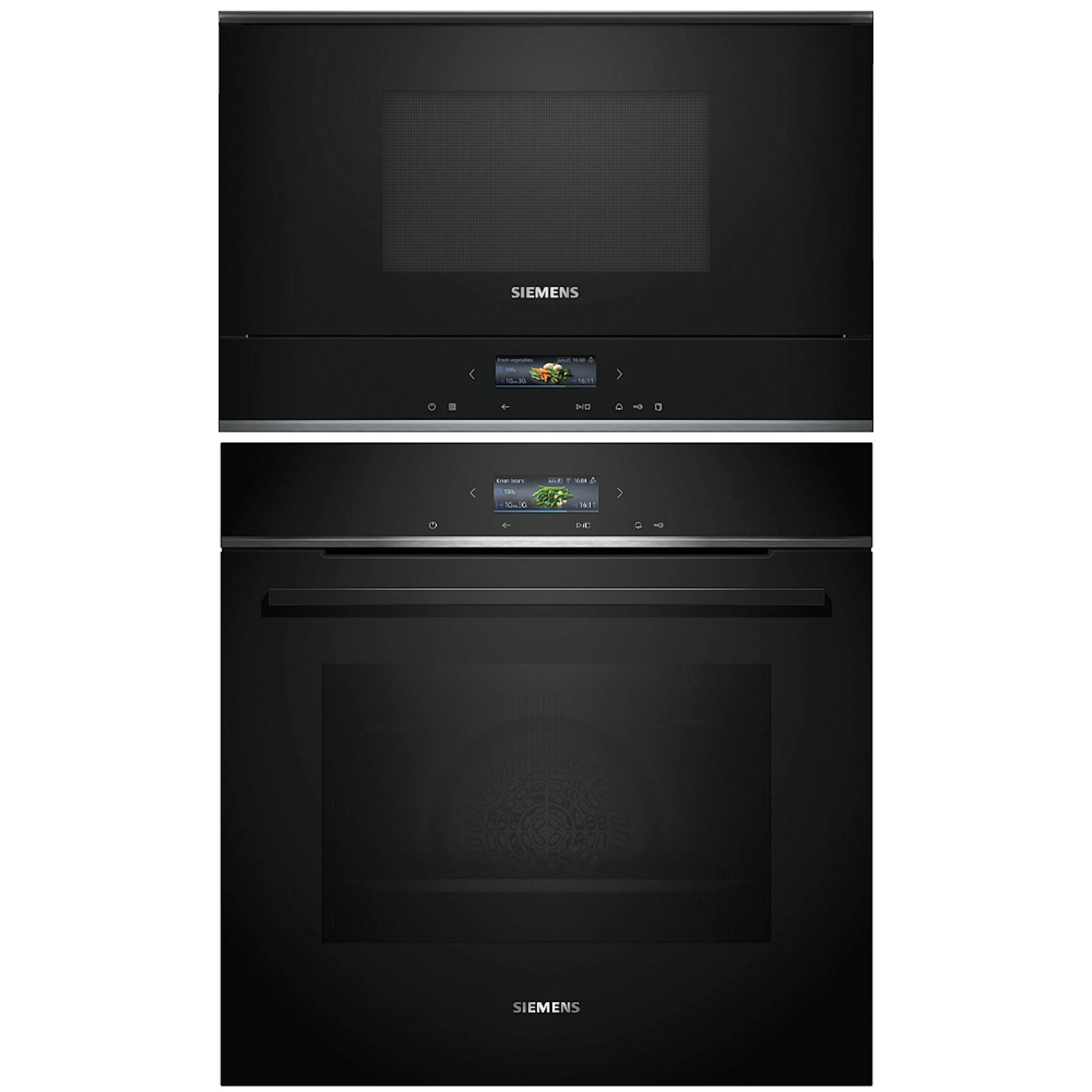 Ovn- og Mikrobølgepakkebølgeovn Siemens iQ700 HB772A1B1 + BF722L1B1 Med Pyrolyse og TouchControl Sort
