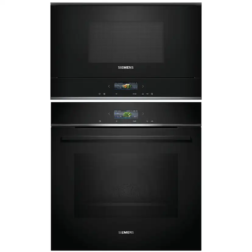 Ovn- og Mikrobølgepakkebølgeovn Siemens iQ700 HB772A1B1 + BF722L1B1 Med Pyrolyse og TouchControl Sort