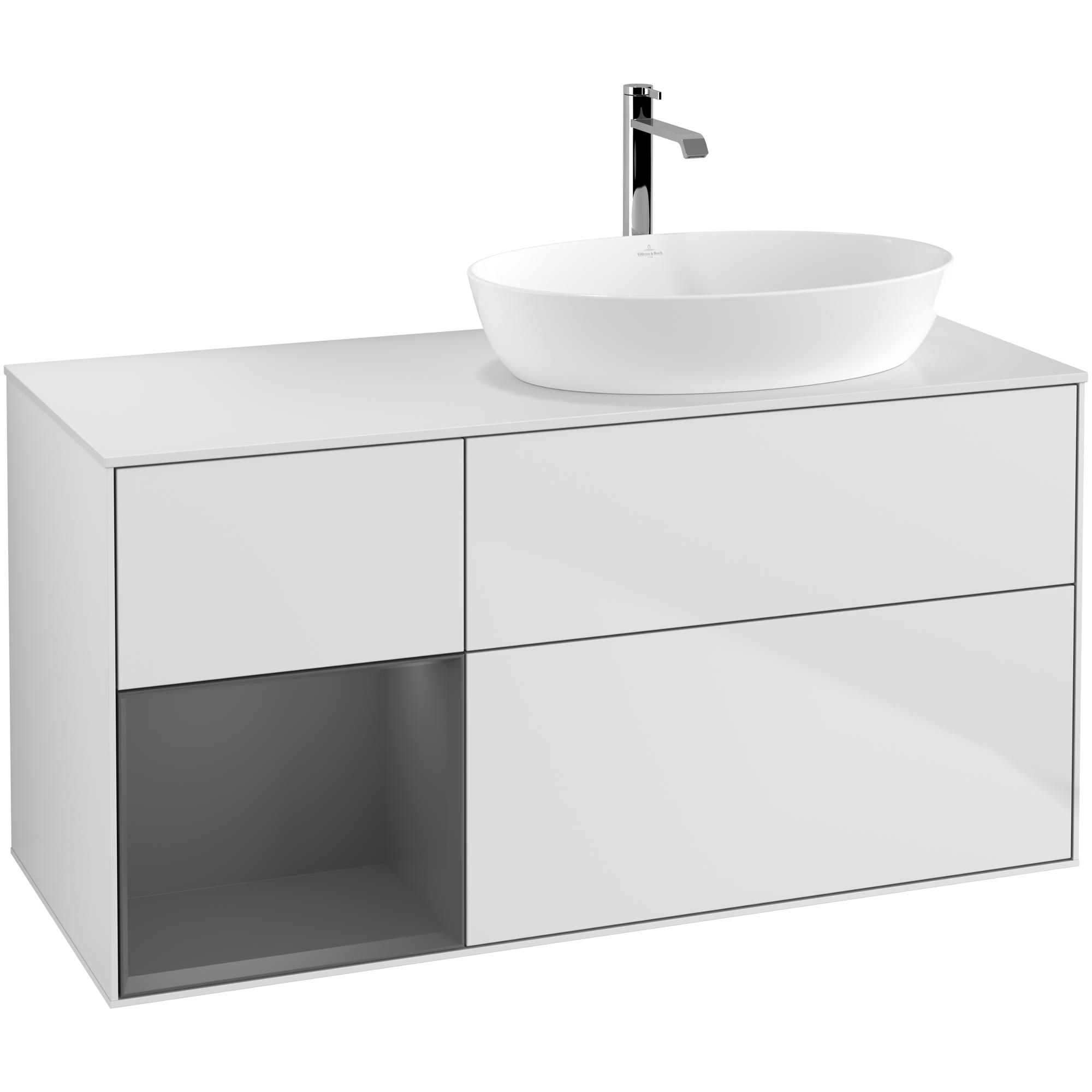 Tvättställsskåp Villeroy & Boch Finion med 3 Lådor Hylla och Bänkskiva för Ocentrerat Tvättställ från Artis & Collaro | badrum - badrumsmobler - tvattstallsskap-och-kommod | KakelKungen