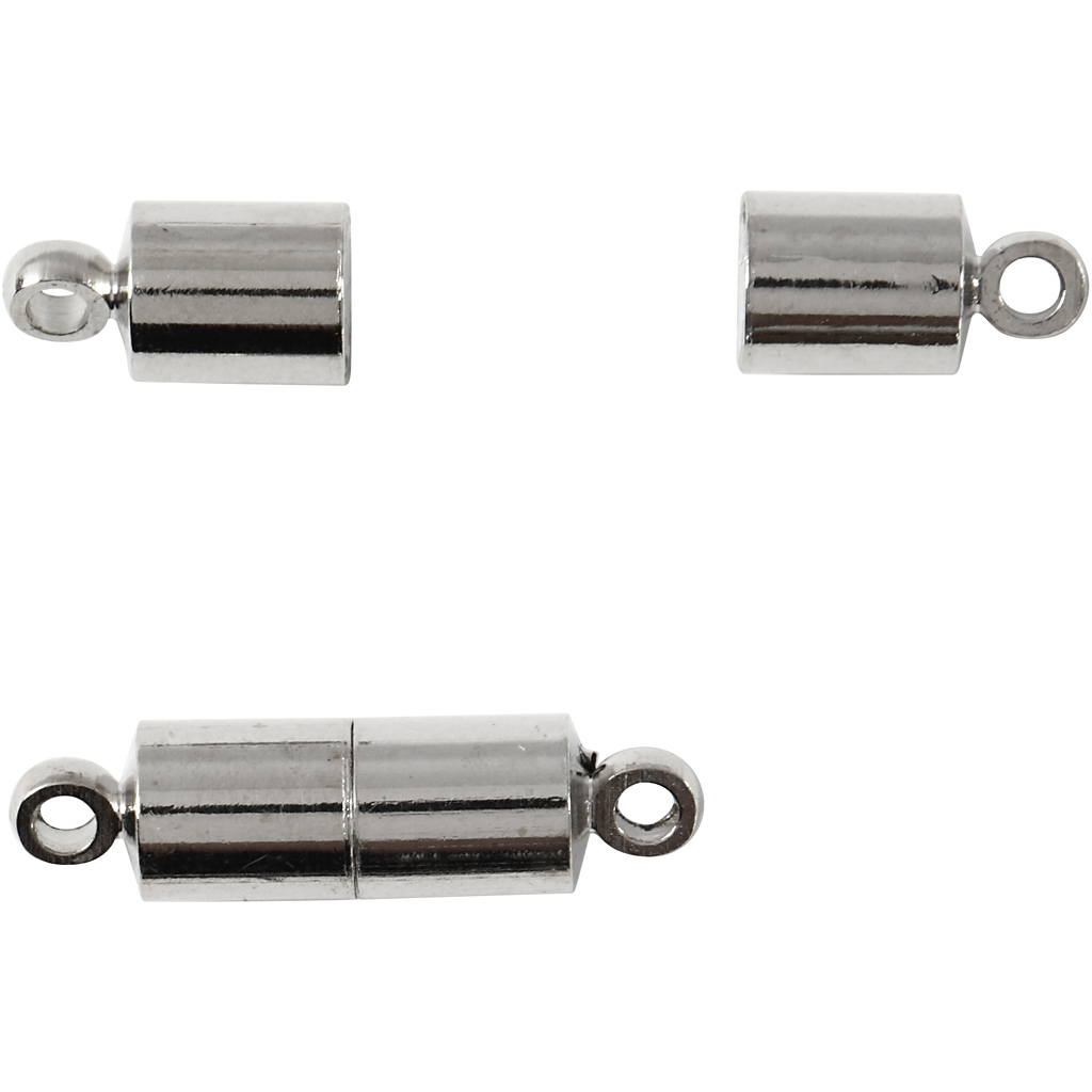 Magnetlås, försilvrad, L: 17 mm, Dia. 5 mm, 10 st./ 1 förp. 10 st