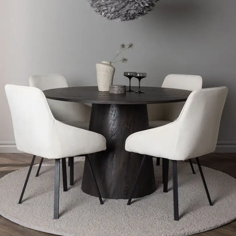 Spisegruppe Venture Home Lanzo Ø120 cm med 4 stk Rosie Stoler