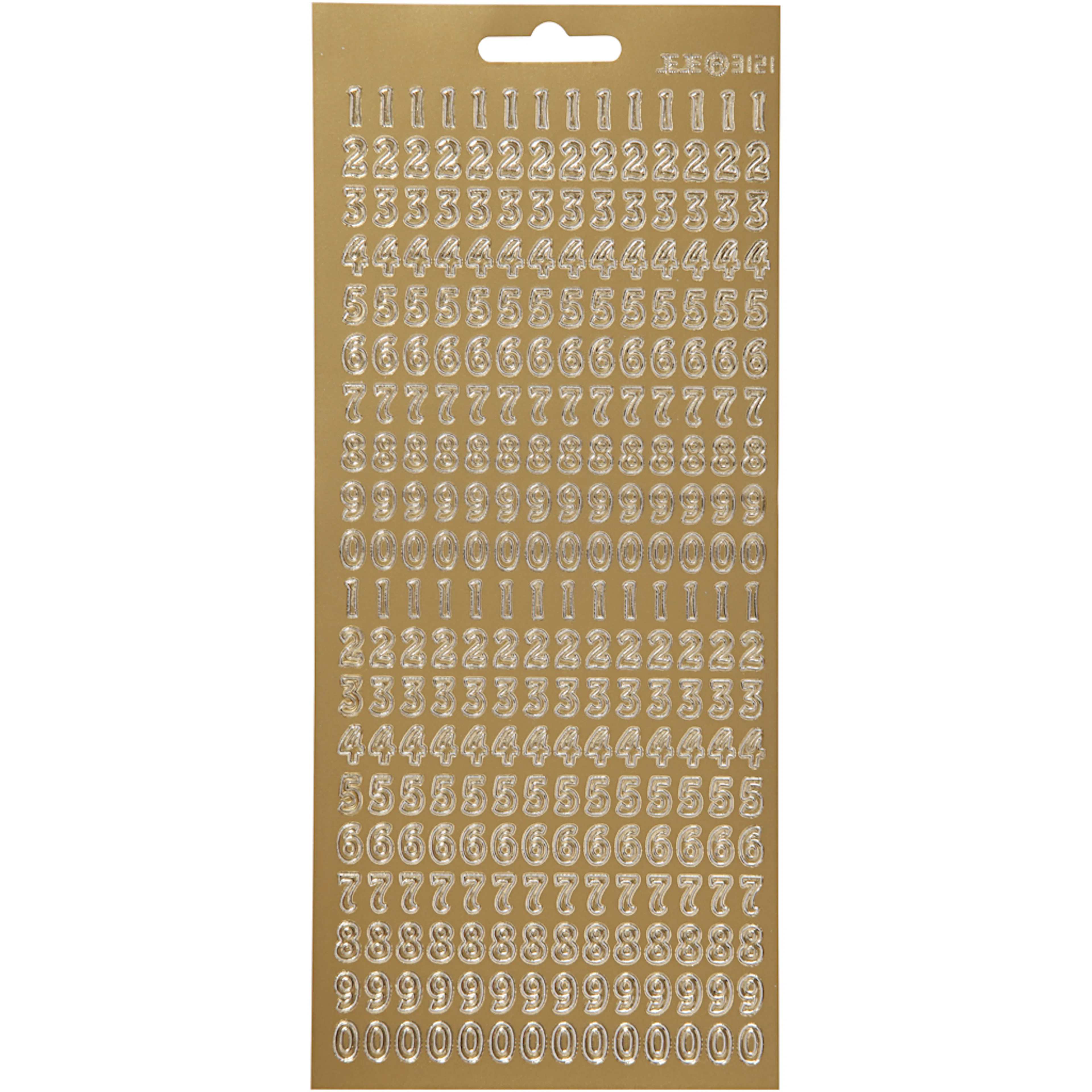 Stickers, guld, siffror, 10x23 cm, 1 ark Guld