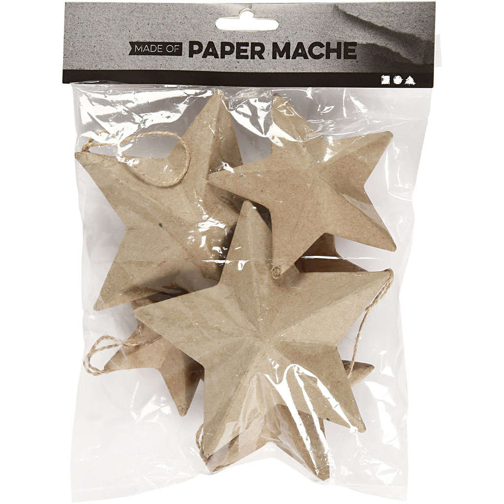 Stjerner Creativ Company Papir Mache D7,5+10+12,5 cm 6 St/1 Pk