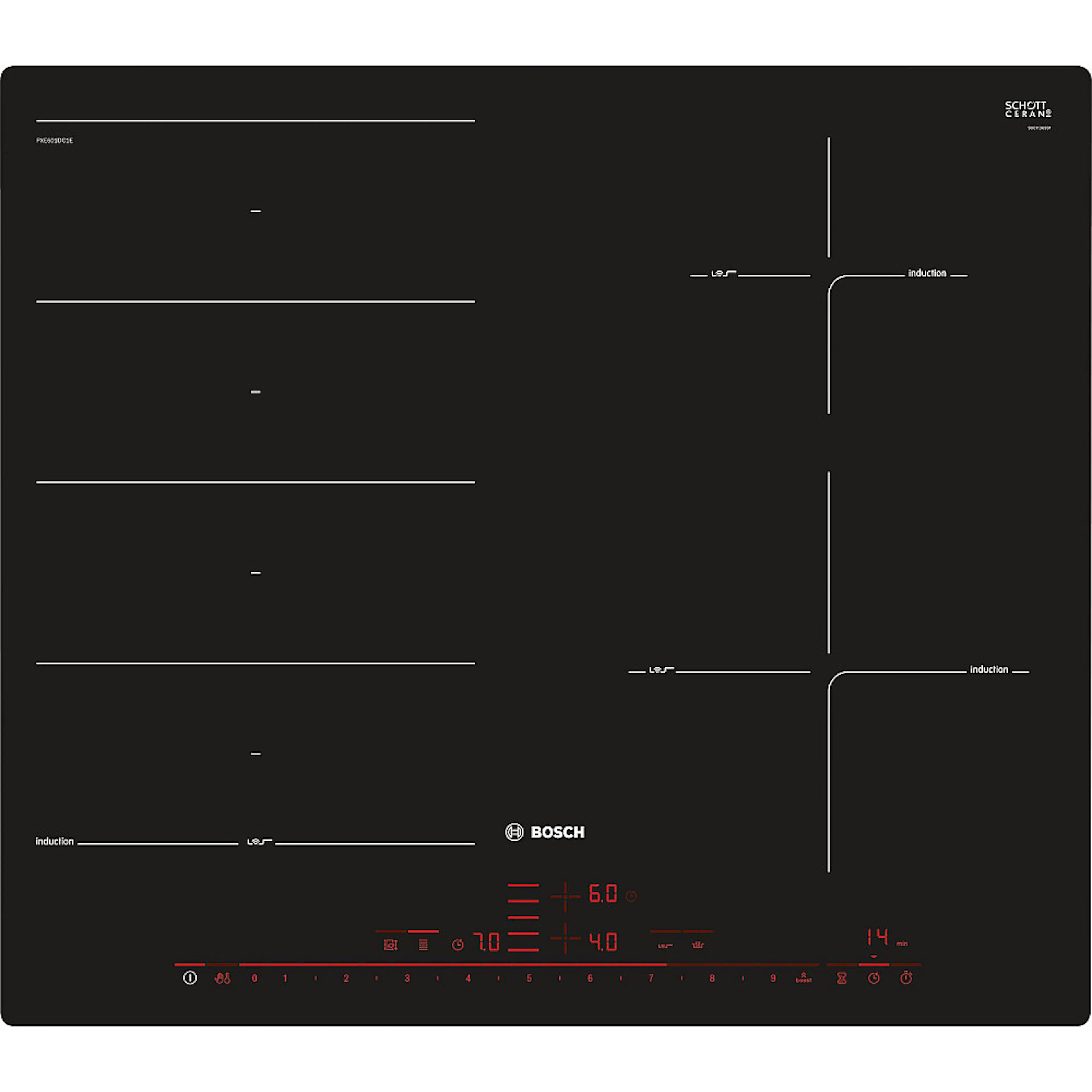 Induksjonstopp Bosch Serie 8 PXE601DC1E med PerfectFry-Sensor