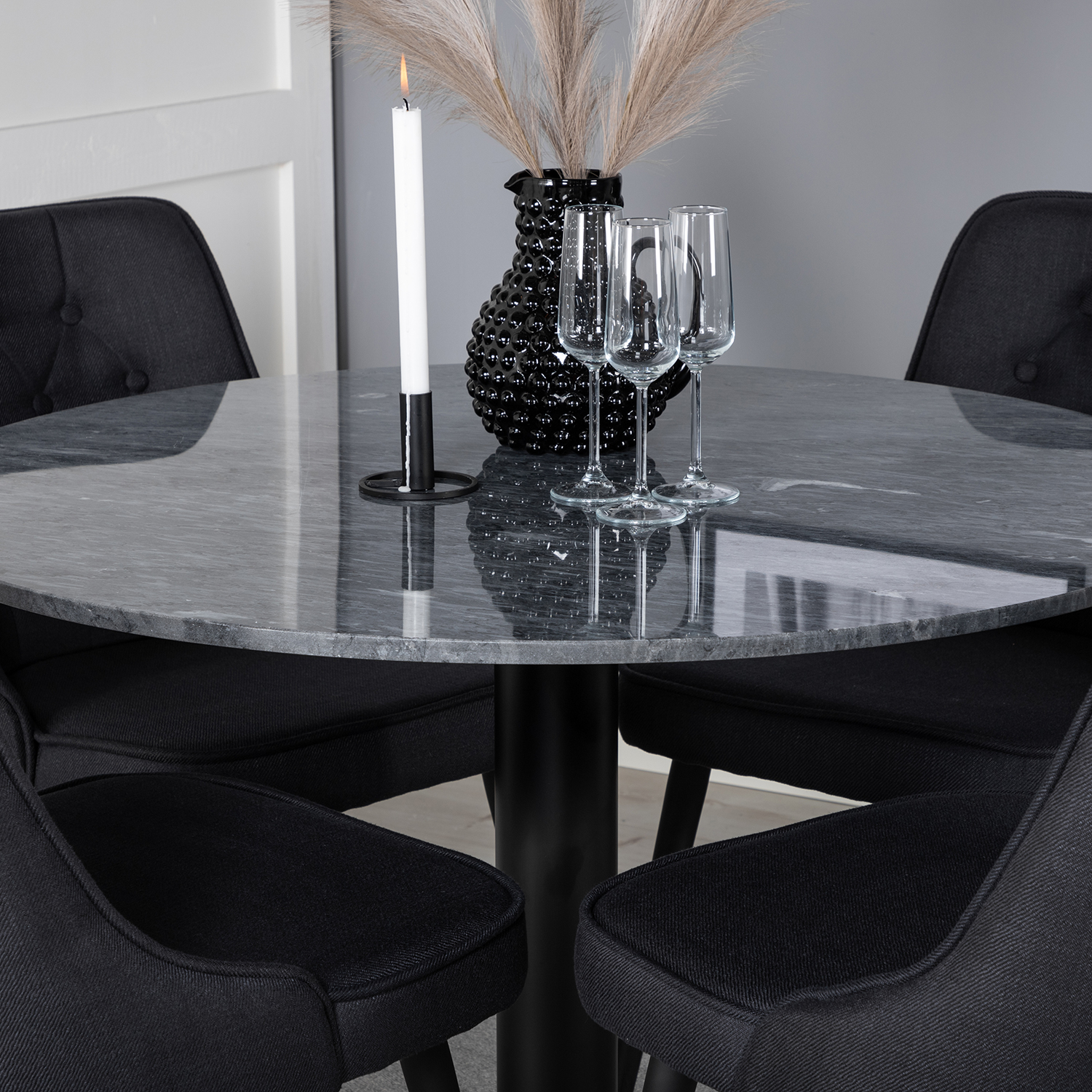 Spisegruppe Venture Home Estelle med 4 Vera Stoler Polyester