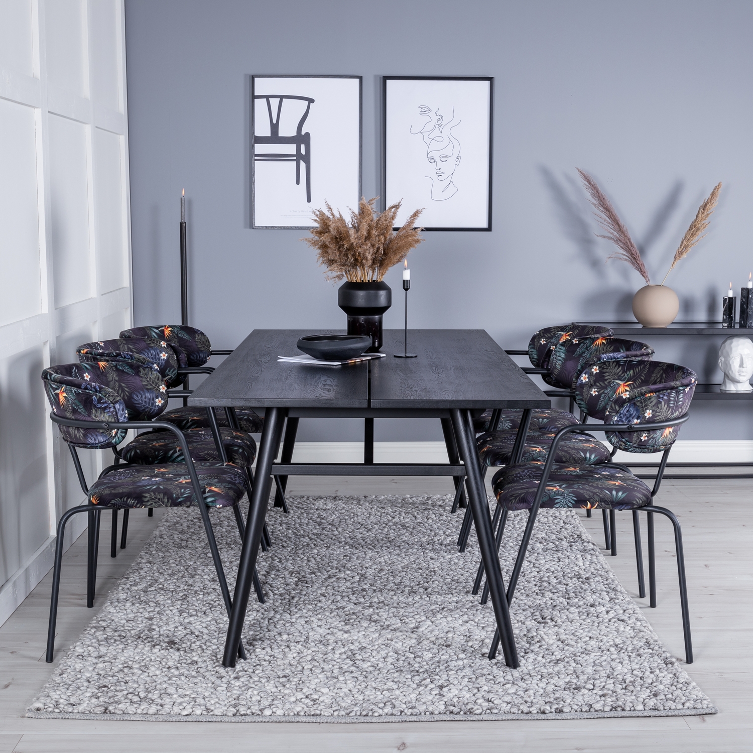 Spisegruppe Venture Home Salt med 6 Aris Karmstoler