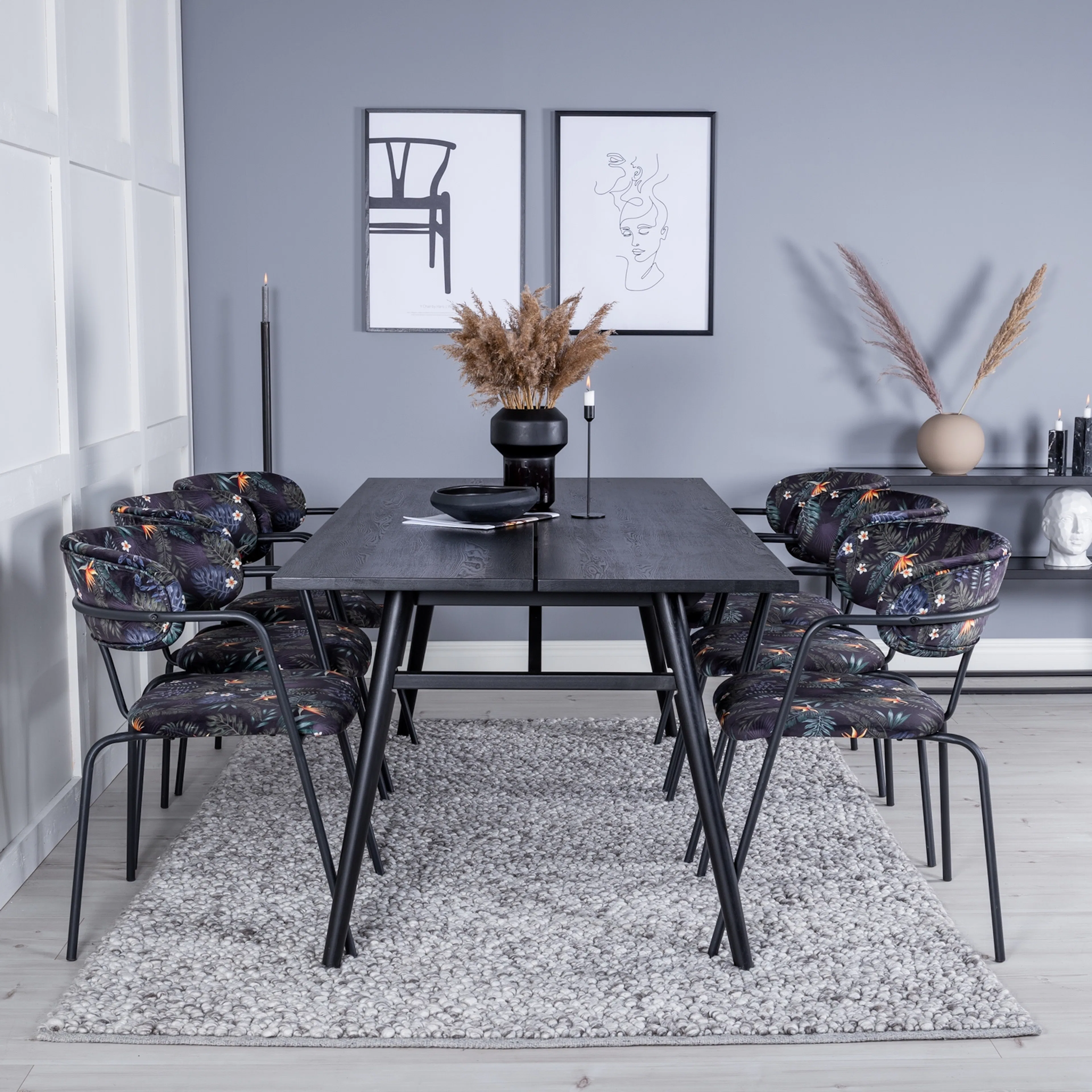 Spisegruppe Venture Home Salt med 6 Aris Karmstoler