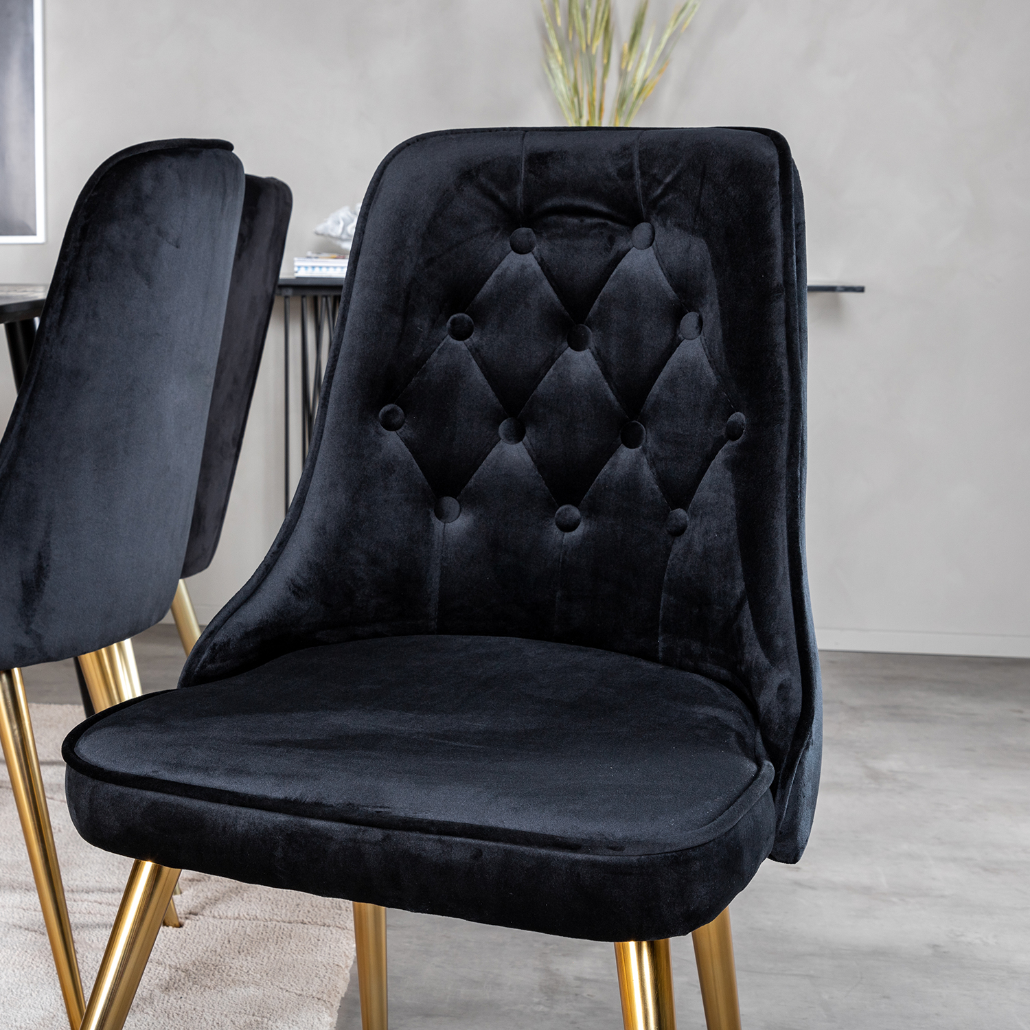 Spisegruppe Venture Home Dipp med 6 Velvet Deluxe Fløyel Stoler