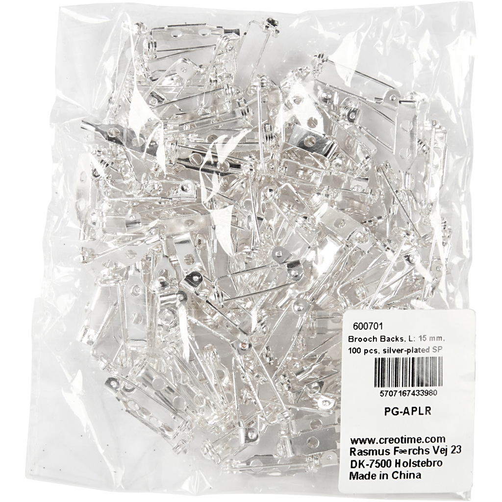 Brosjenål Creativ Company Forsølvet L15 mm