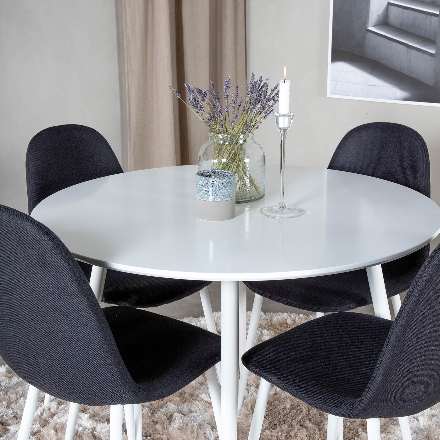 Spisegruppe Venture Home Plake med 4 Pobbie Stoler Polyester Rundt