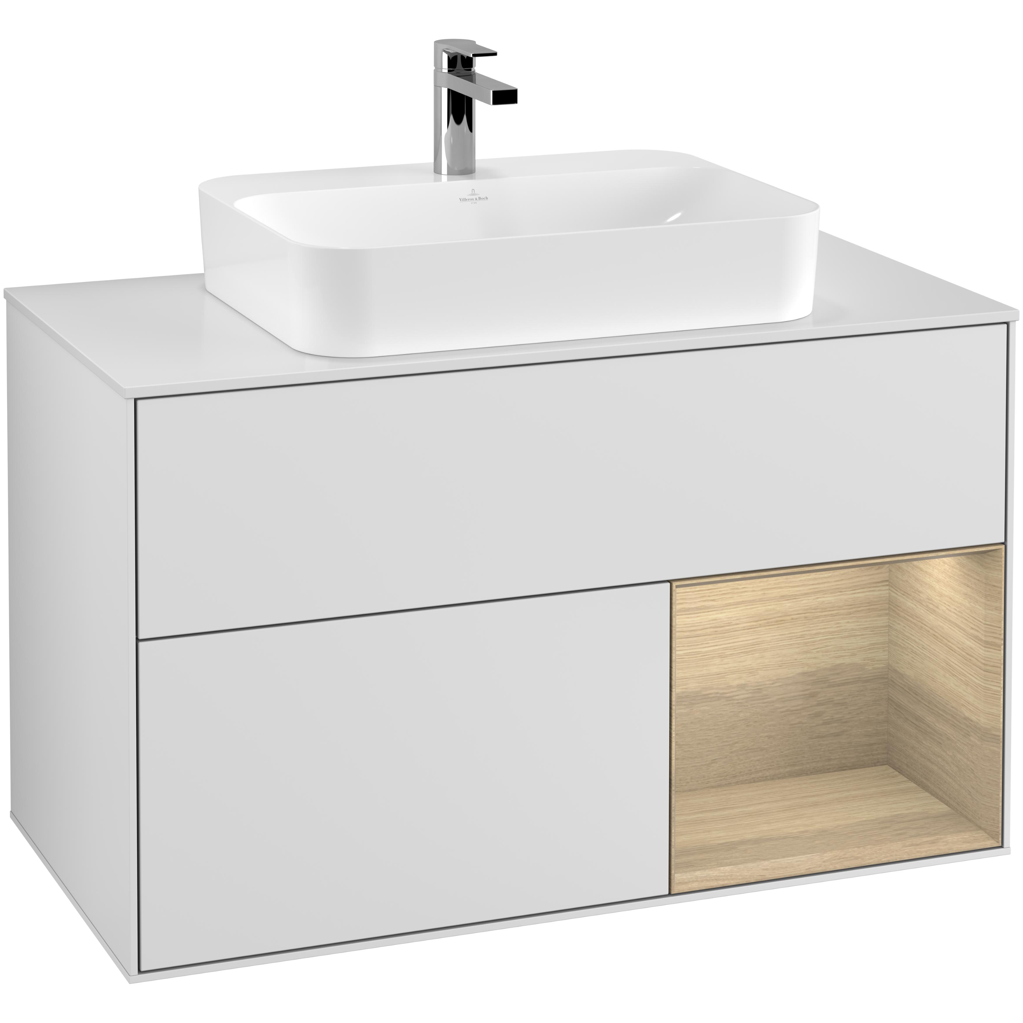 Tvättställsskåp Villeroy & Boch Finion med 2 Lådor Hylla och Bänkskiva för Ytmonterat Tvättställ | badrum - badrumsmobler - tvattstallsskap-och-kommod | KakelKungen