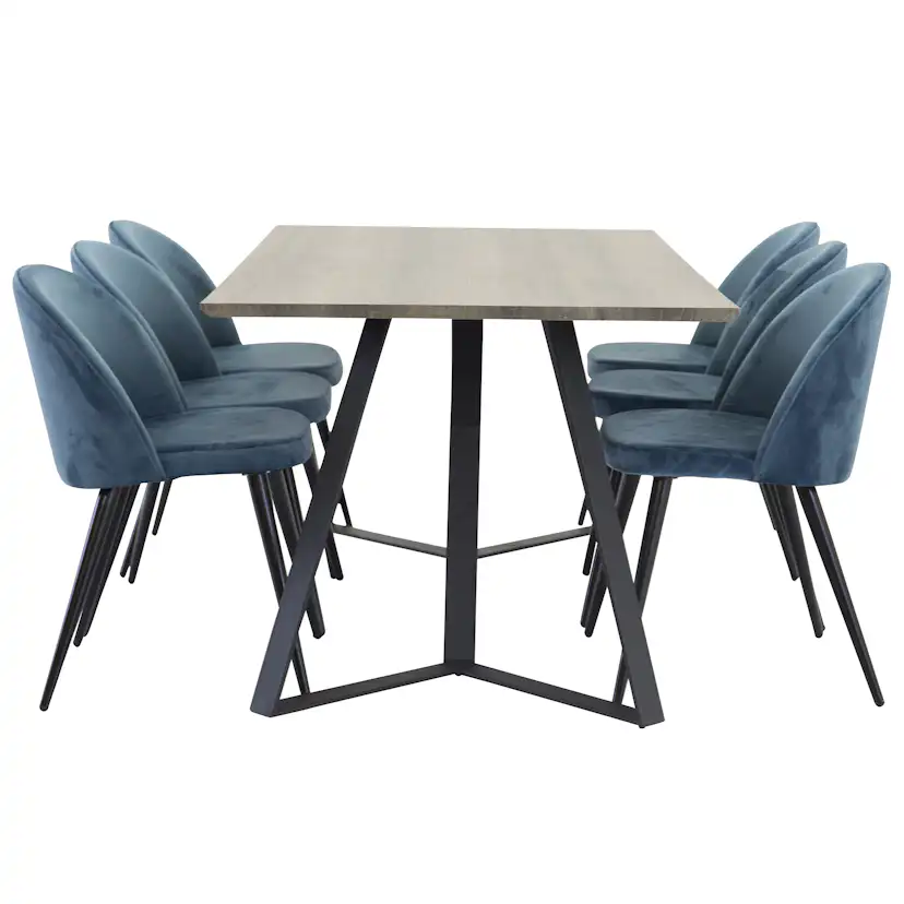 Spisegruppe Venture Home Madde med 6 Valentina Stoler