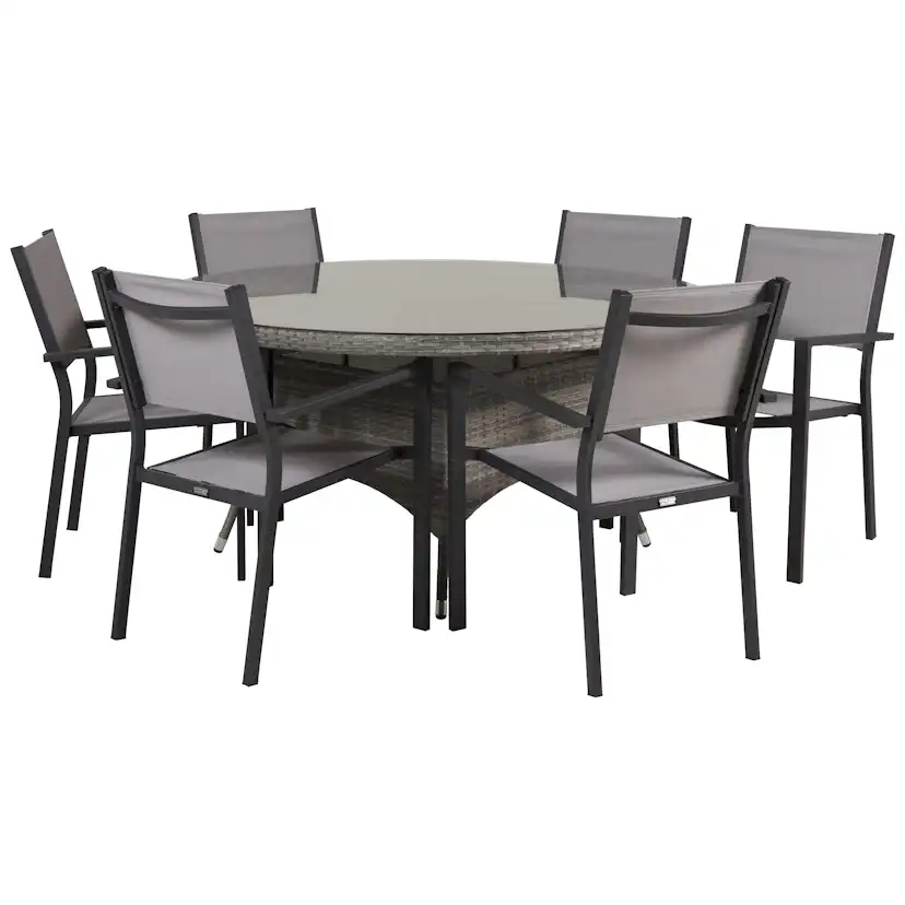 Spisegruppe Venture Home Virda Ø 150 med 6 Copacabana Spisestoler