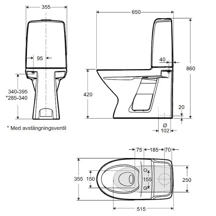 Toalett Ifö Spira 6260 Rimfree for Liming