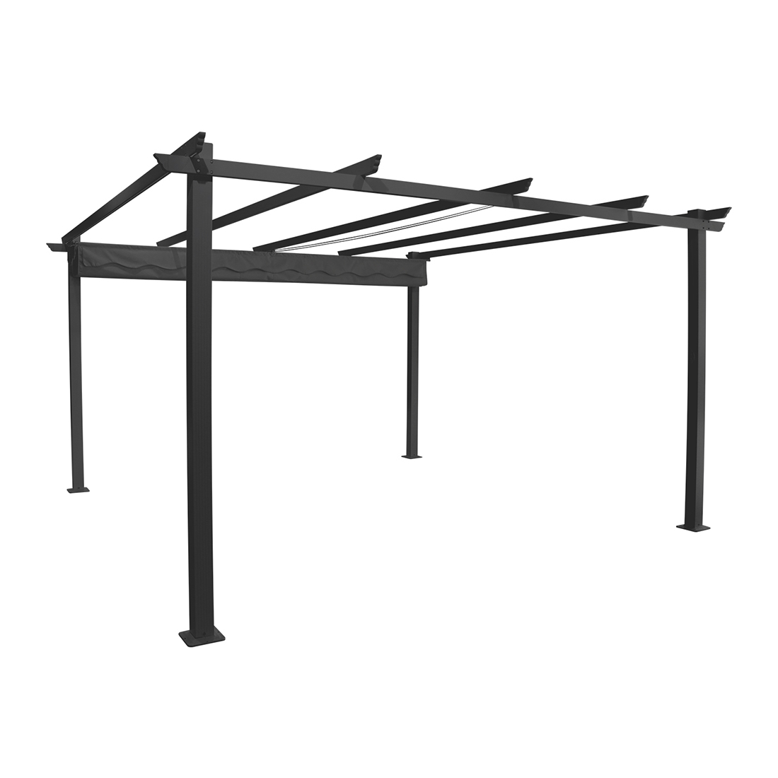 Pergola Skugga 4X4M Sort Ramme Mørkegrått Stoff