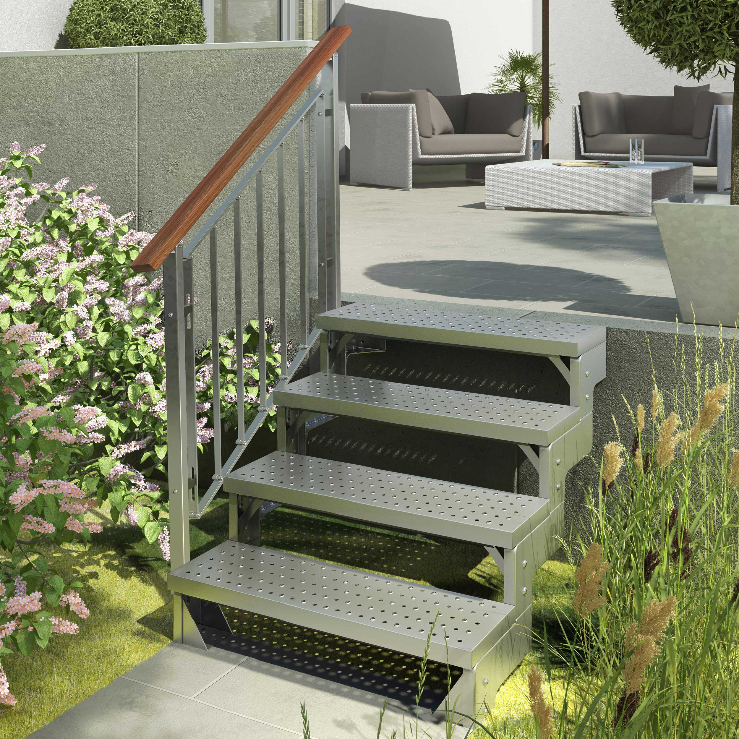 Hagetrapp Dolle Gardentop med Rekkverk